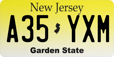 NJ license plate A35YXM