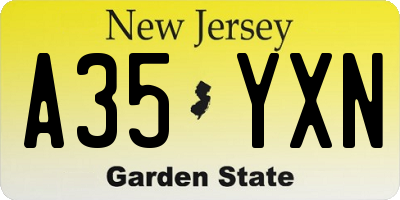 NJ license plate A35YXN