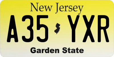 NJ license plate A35YXR
