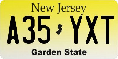 NJ license plate A35YXT