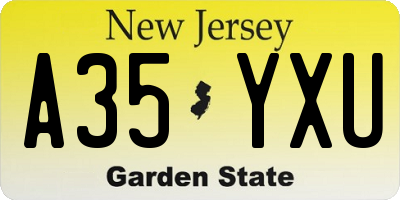 NJ license plate A35YXU