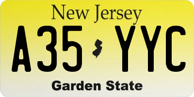 NJ license plate A35YYC