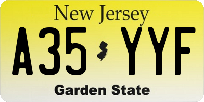 NJ license plate A35YYF