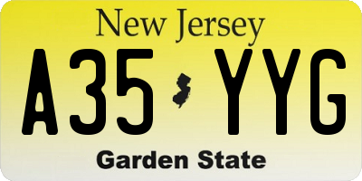 NJ license plate A35YYG