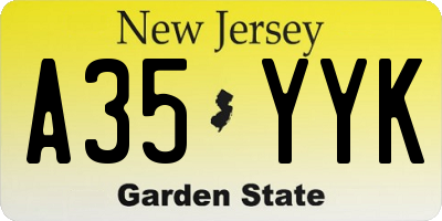 NJ license plate A35YYK