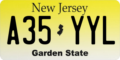 NJ license plate A35YYL