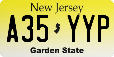 NJ license plate A35YYP