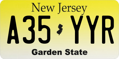 NJ license plate A35YYR
