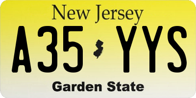 NJ license plate A35YYS