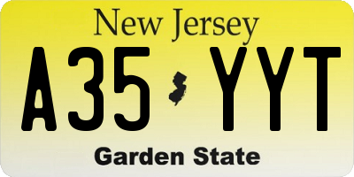 NJ license plate A35YYT