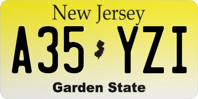 NJ license plate A35YZI