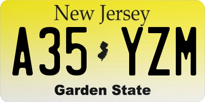 NJ license plate A35YZM