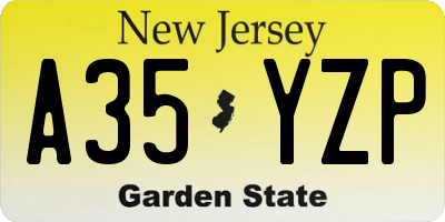 NJ license plate A35YZP