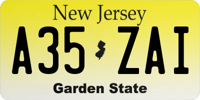 NJ license plate A35ZAI