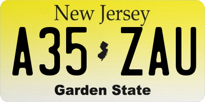 NJ license plate A35ZAU