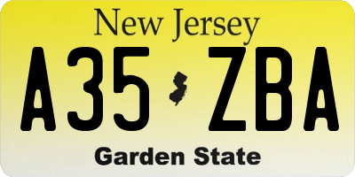 NJ license plate A35ZBA