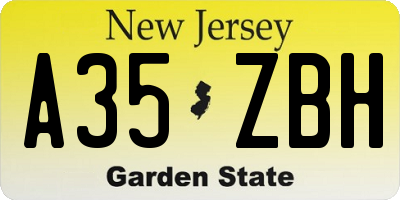 NJ license plate A35ZBH