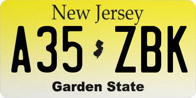 NJ license plate A35ZBK