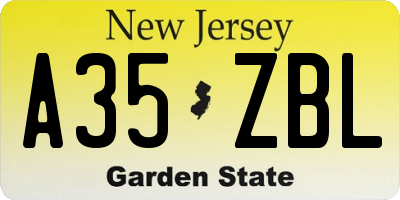 NJ license plate A35ZBL