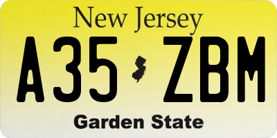 NJ license plate A35ZBM