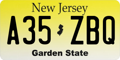 NJ license plate A35ZBQ