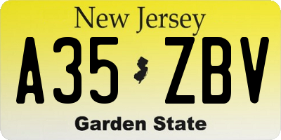 NJ license plate A35ZBV