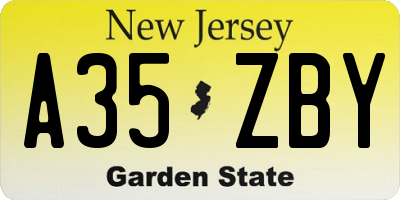 NJ license plate A35ZBY