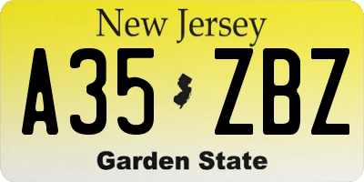 NJ license plate A35ZBZ