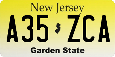 NJ license plate A35ZCA