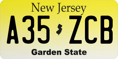 NJ license plate A35ZCB