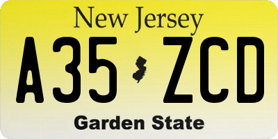 NJ license plate A35ZCD