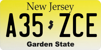 NJ license plate A35ZCE