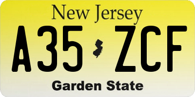 NJ license plate A35ZCF