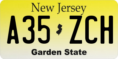 NJ license plate A35ZCH