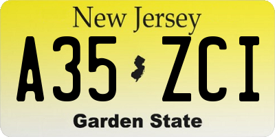 NJ license plate A35ZCI