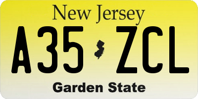 NJ license plate A35ZCL