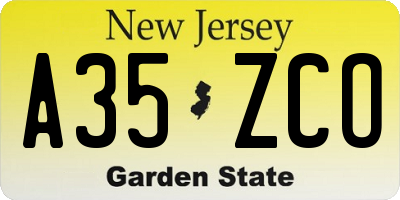 NJ license plate A35ZCO