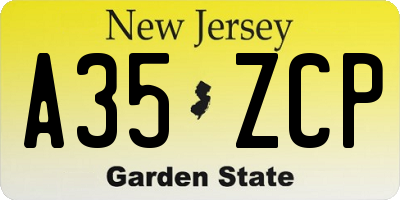 NJ license plate A35ZCP