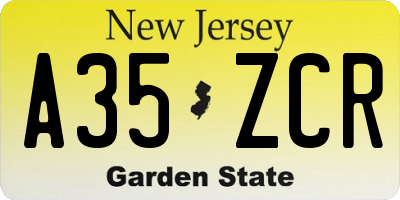NJ license plate A35ZCR