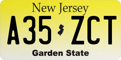 NJ license plate A35ZCT