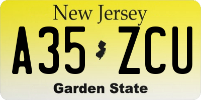 NJ license plate A35ZCU