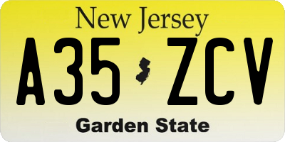NJ license plate A35ZCV