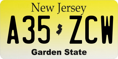 NJ license plate A35ZCW