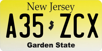 NJ license plate A35ZCX