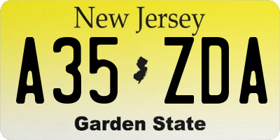 NJ license plate A35ZDA