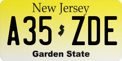 NJ license plate A35ZDE