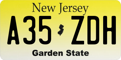 NJ license plate A35ZDH