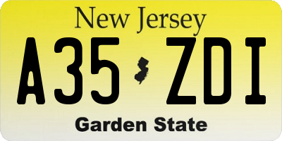 NJ license plate A35ZDI