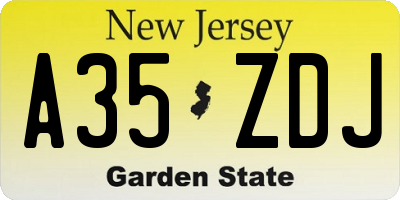 NJ license plate A35ZDJ