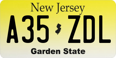 NJ license plate A35ZDL